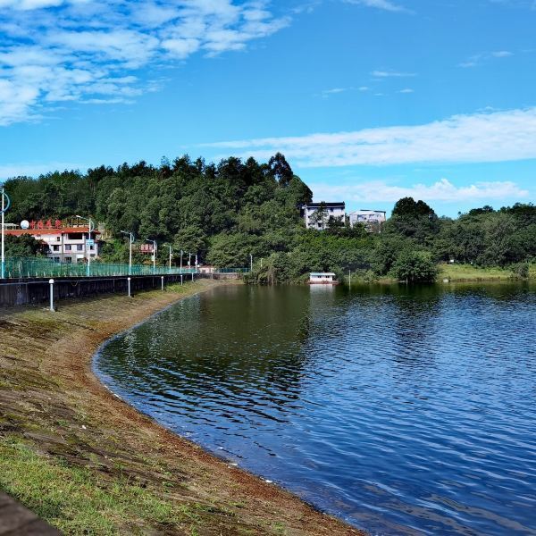 水庫是重要飲用水水源地,漫步環湖路,湖景清新,湖邊綠草豐盈作為榮縣