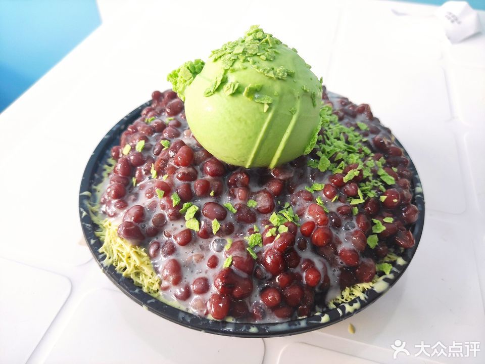 抹茶红豆冰图片