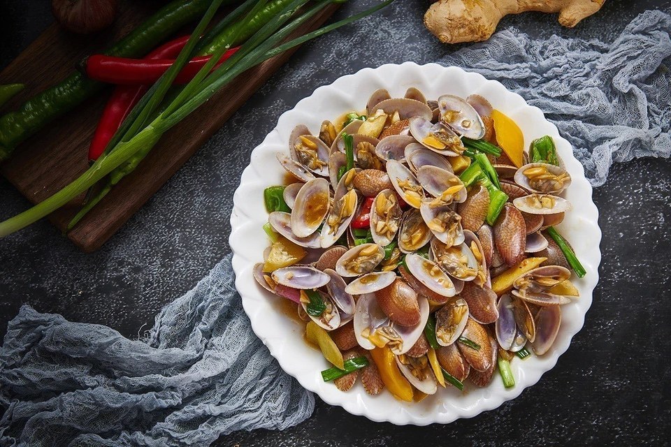 姜葱炒花甲图片