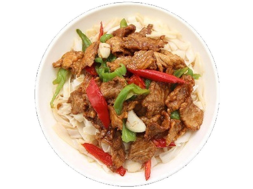 青椒肉丝盖浇面图片