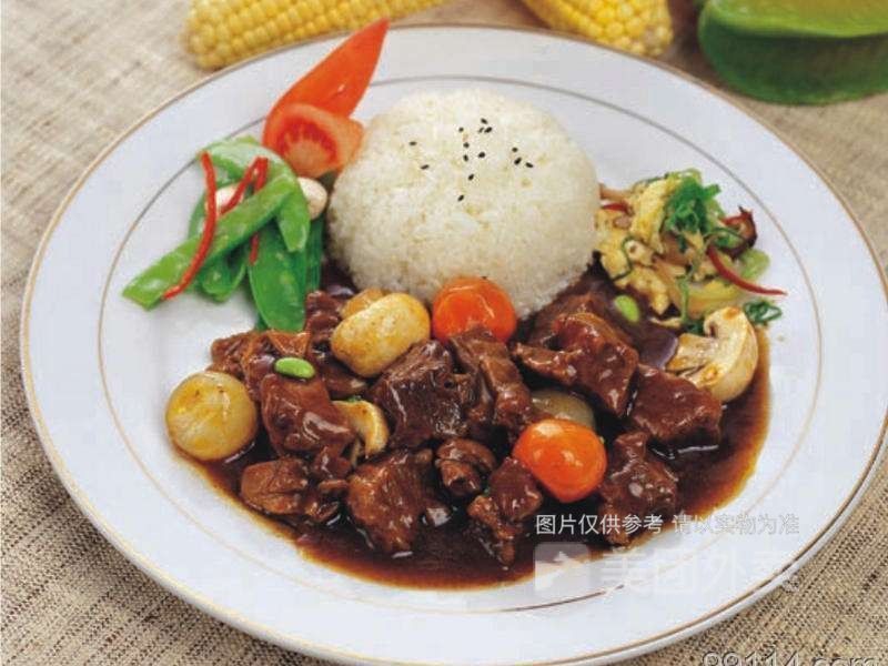 黑椒牛肉套餐饭图片