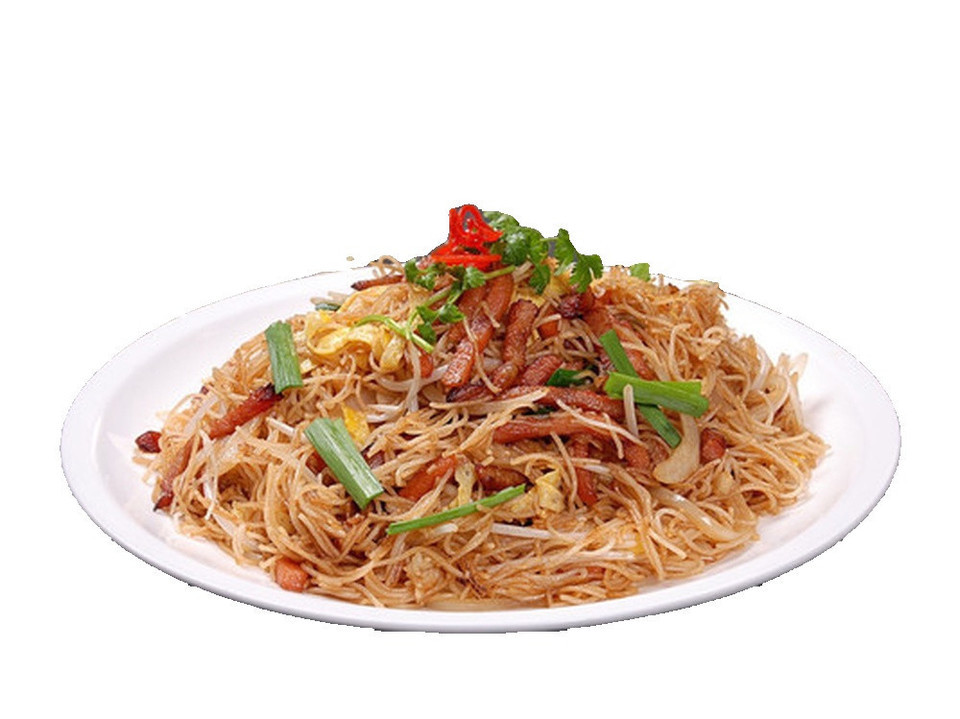 鸡蛋火腿炒米线图片