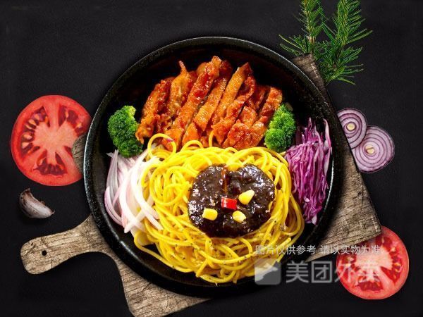鸡排铁板意面图片