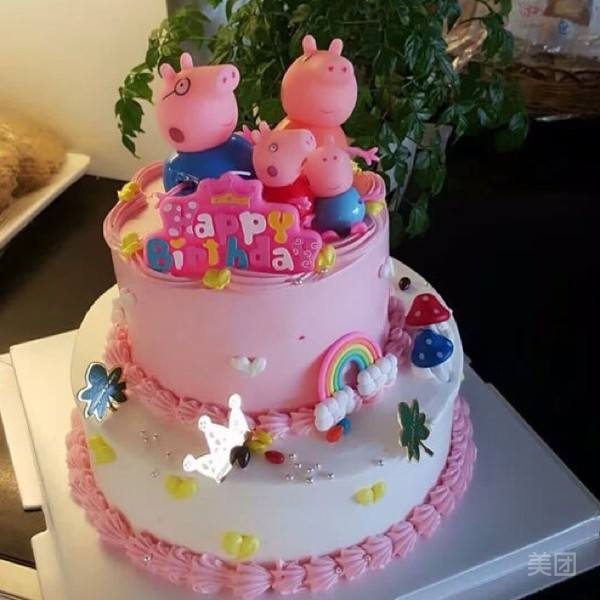 双层小猪佩奇生日蛋糕图片