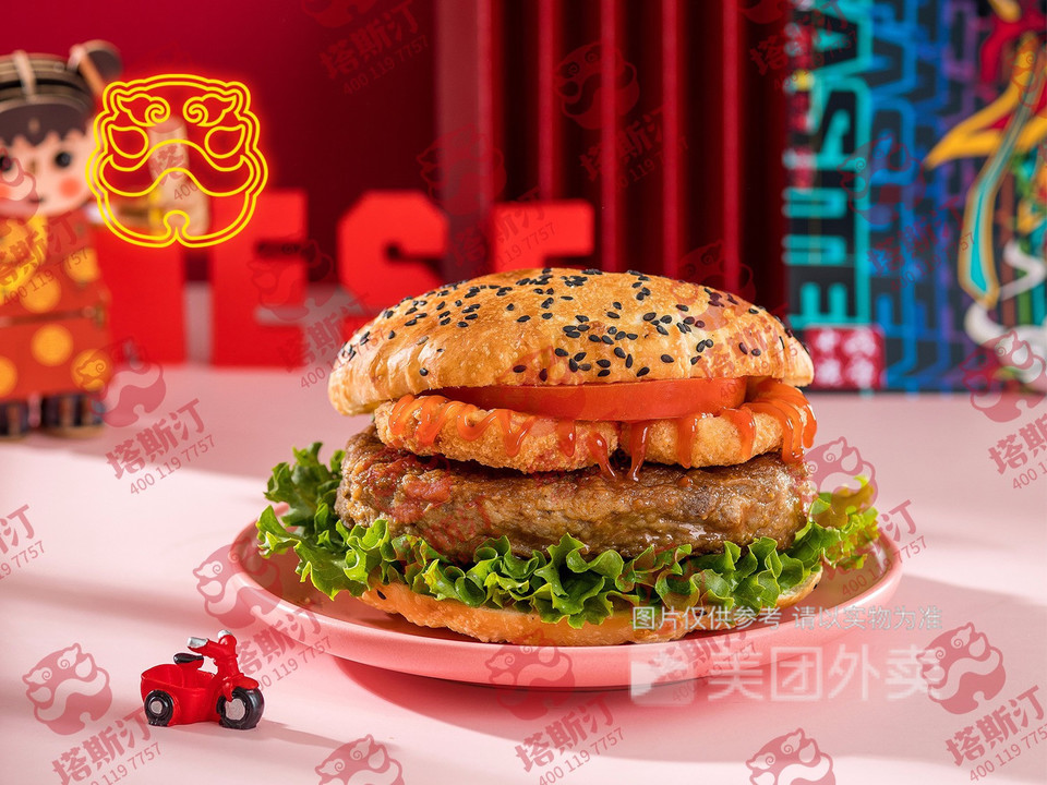 多汁牛肉中国汉堡图片