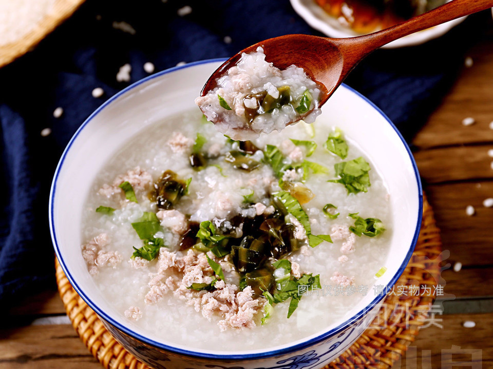 青菜皮蛋瘦肉粥图片