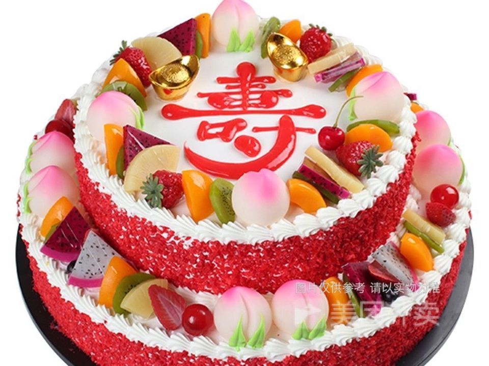 双层红粒寿桃图片