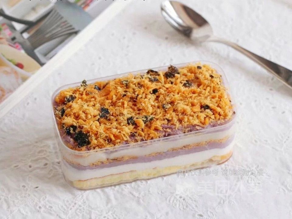 芋泥麻薯肉松盒子蛋糕图片