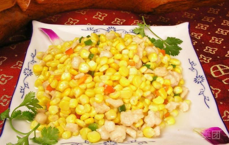 碎肉炒玉米图片