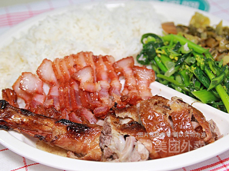 猪脚拼烧鸭饭图片
