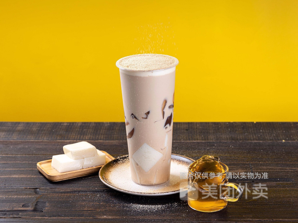 黄豆粉布丁啵啵奶茶图片