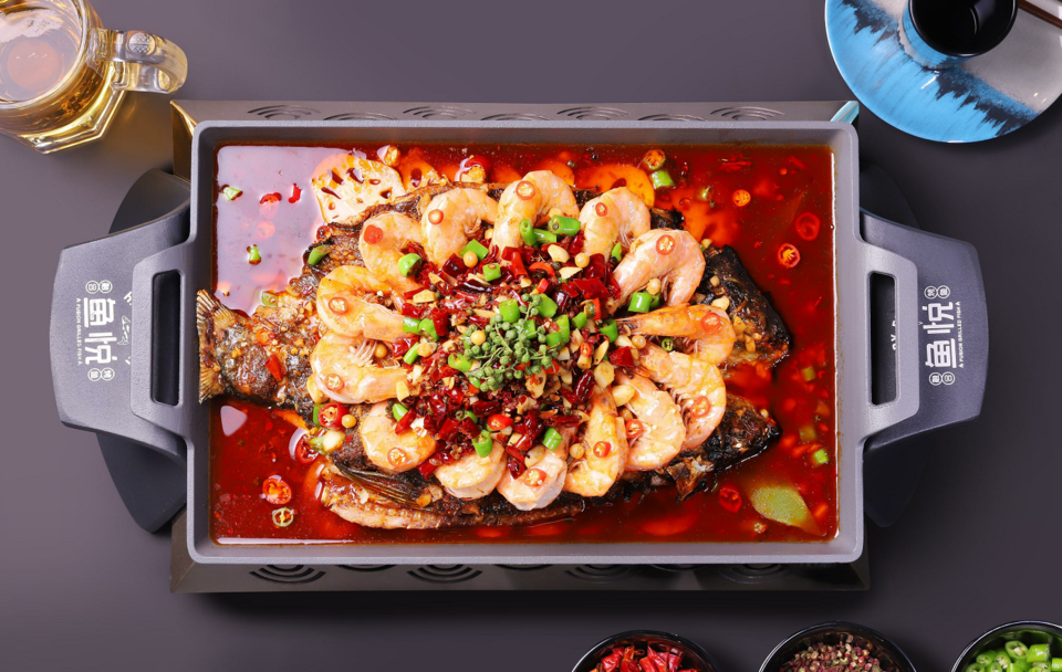 香辣大虾烤鱼图片