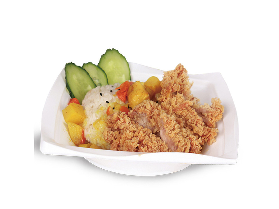 香酥咖喱腿排饭图片